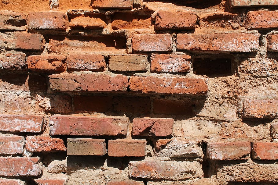 Old, Brick Wall, Damage, old brick wall, background, construction material HD wallpaper