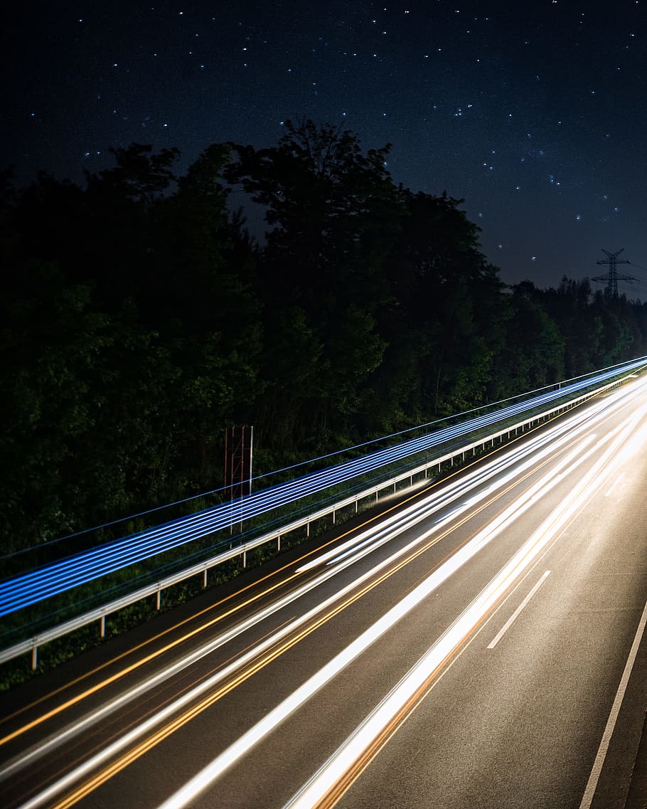 time lapse photo of road during night, time lapse photography of road HD wallpaper