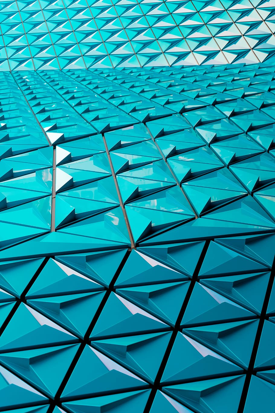blue roofing, untitled, shape, triangle, abstract, building, architecture HD wallpaper