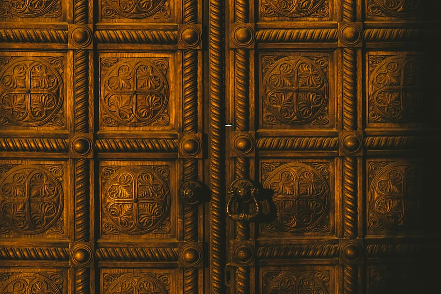 closed door, closed brown door, backgrounds, full frame, art and craft HD wallpaper