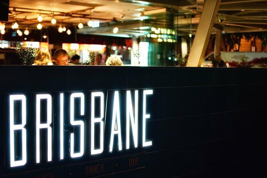 Brisbane restaurant neon light signage, shop, store, people, dark, HD wallpaper