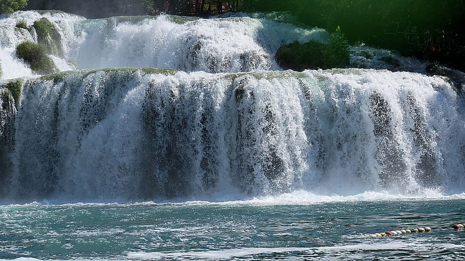 waterfalls, river, tree, nature, beautiful, view, summer, tourism HD wallpaper