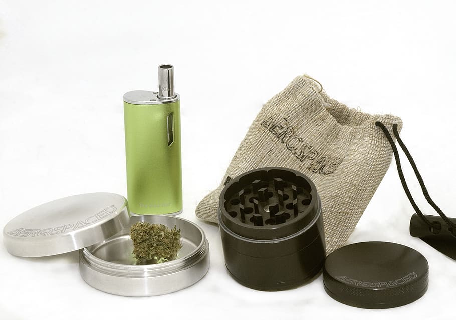 black herb grinder, marijuana, cannabis, bud, container, food
