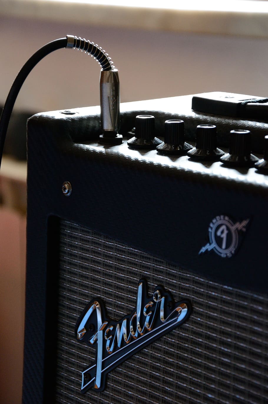 black Fender guitar amplifier with cable, music, rock, tool, tools, HD wallpaper