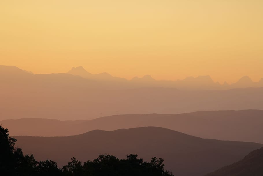 Dawn, Sun, Sunrise, Light, Colorful, mountains, landscape, panorama HD wallpaper