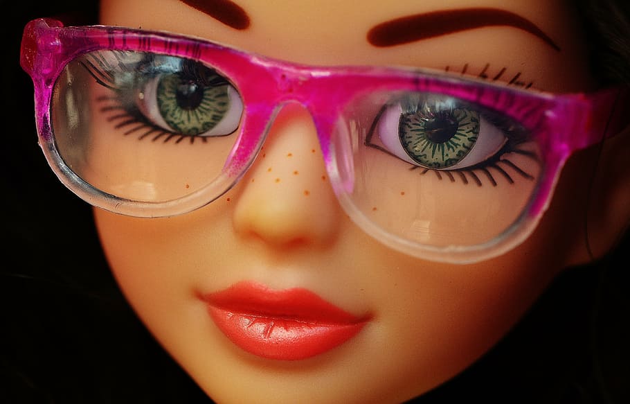 doll, pretty, face, eyes, glasses, beauty, hair, girl, play, HD wallpaper