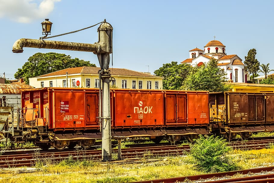wagons, train, railway, station, volos, greece, rail transportation HD wallpaper