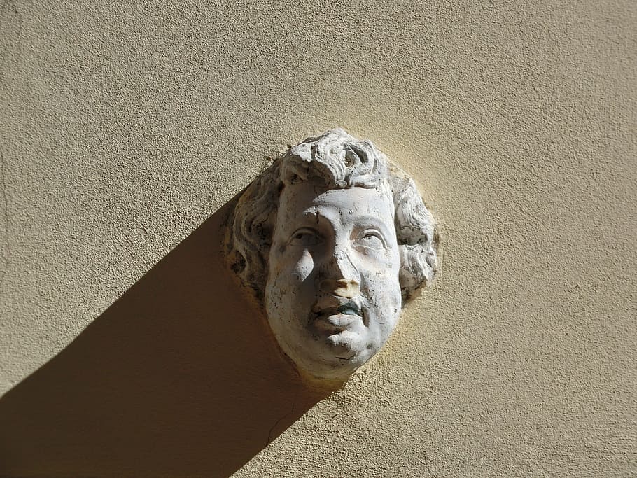 Face, Wall, Mural, Abstract, hauswand, sculpture, statue, old HD wallpaper