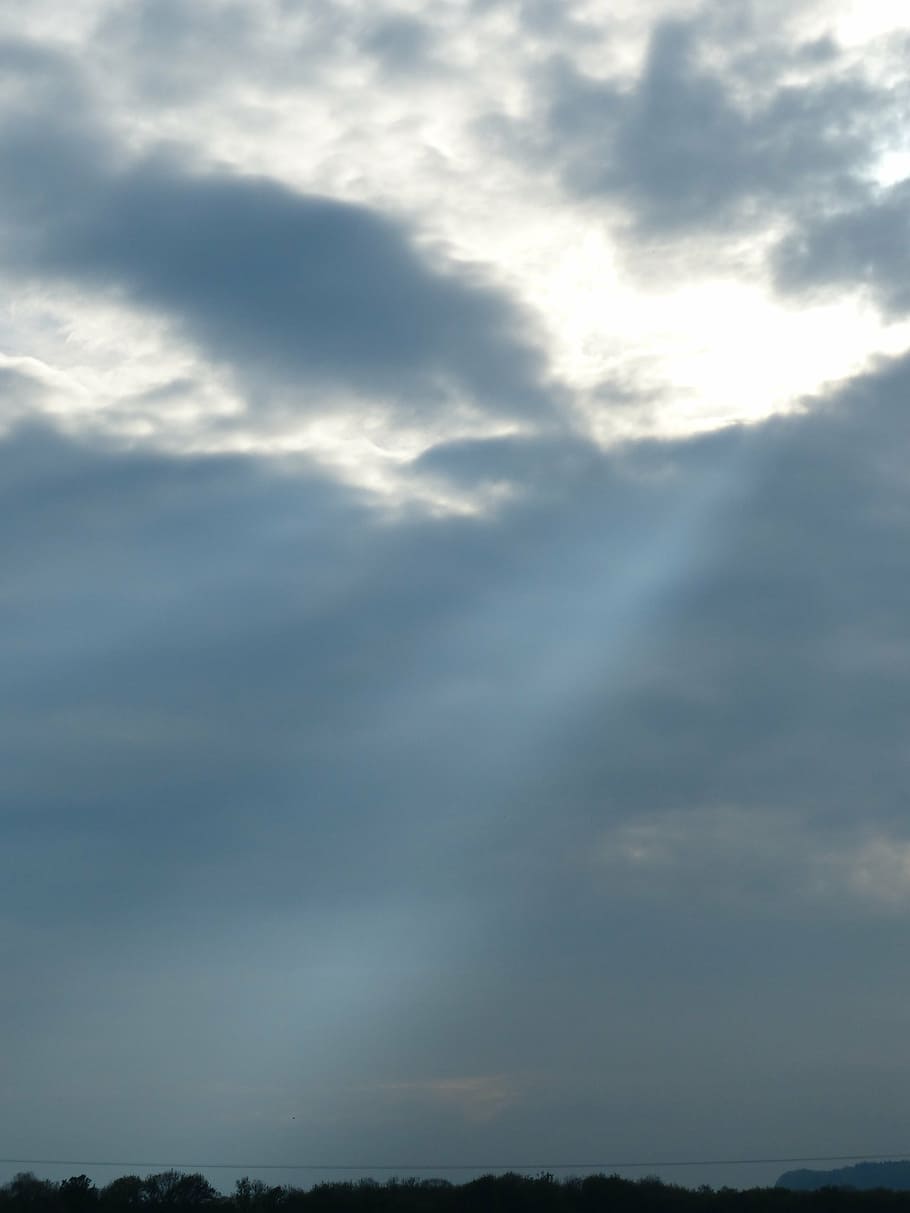 sunbeam, clouds, sky, breakthrough, nature, landscape, cloud - sky HD wallpaper