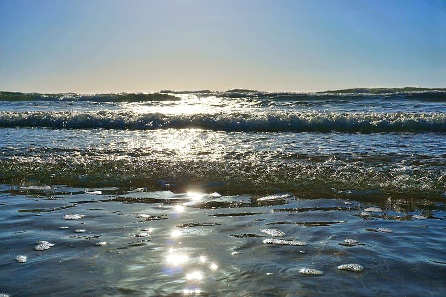 wave, reflection, sea, light, summer, ocean, holiday, water HD wallpaper