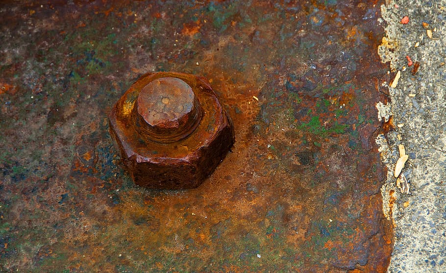 screw, nut, rust, metal, detail, industrial, rusty, old, weathered HD wallpaper