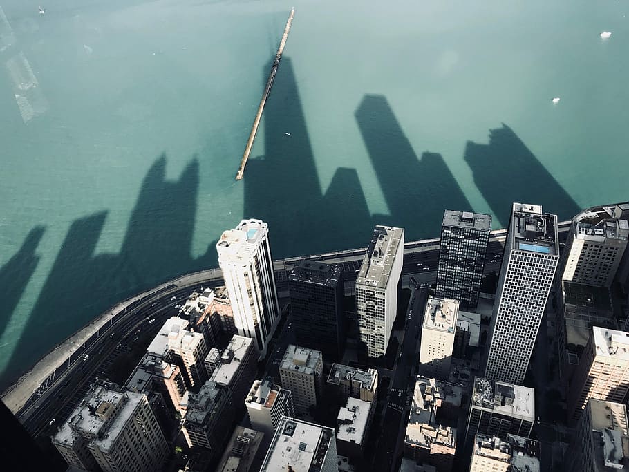 aerial photography of buildings, birds eye view photography of building HD wallpaper