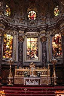 cathedral interior, church, ceiling, catholicism, architecture HD wallpaper