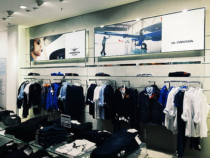 assorted-color clothes lot on rack, store, hang, lights, shopping HD wallpaper