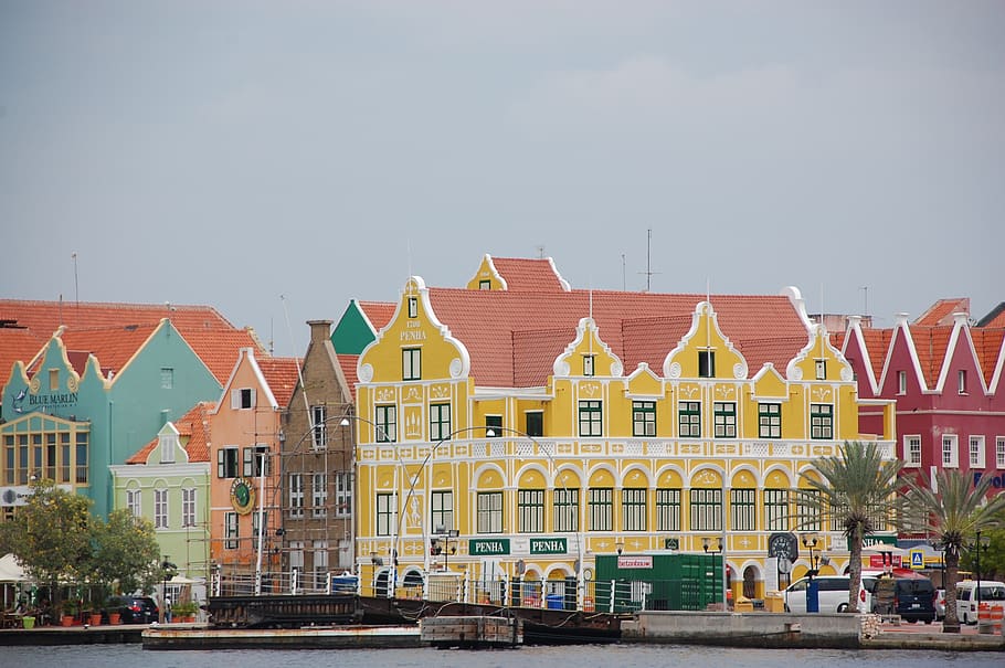 penha, handelskade, willemstad, curacao, caribbean sea, waterfront building, HD wallpaper