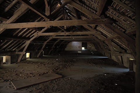 brown wooden shed, Attic, Empty, Old, Dark, leave, dirty, dusty HD wallpaper