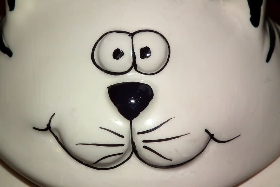 cat, porcelain, figurine, tableware, sugar bowl, closeup, striped HD wallpaper