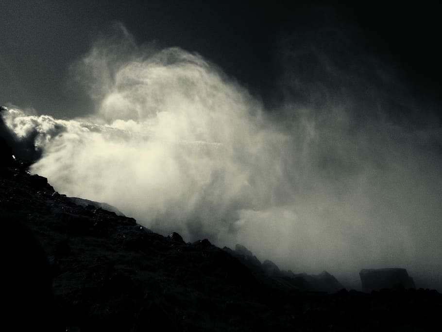 Into The Mist, grayscale photo of fog, cloud, sky, dark, smoke HD wallpaper