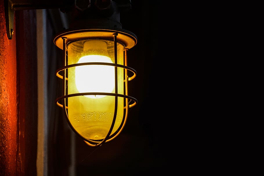 turned on lamp, lantern, halloween, dark, light, night, illuminated HD wallpaper