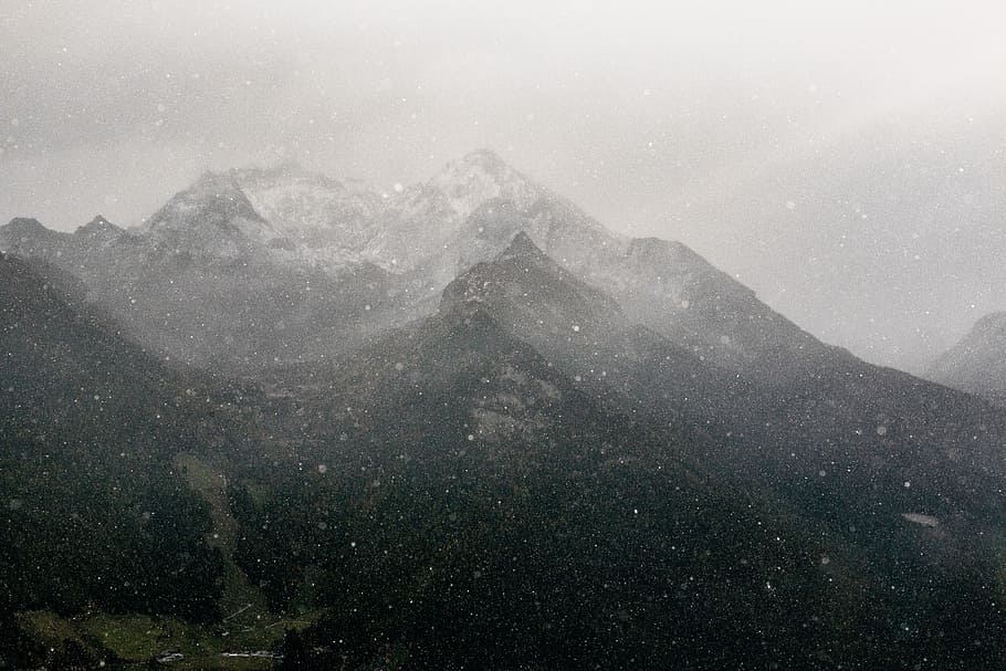 Black and Gray Mountain Ruins, adventure, alps, blur, cold, daylight HD wallpaper