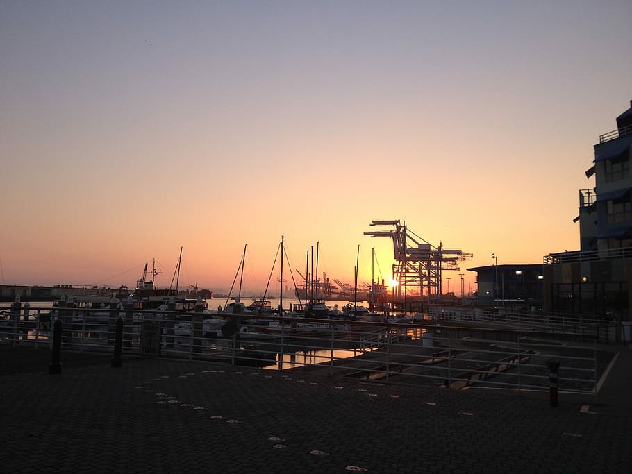 Port, Sunset, Maritime, industry, no people, built structure HD wallpaper