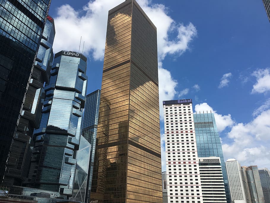 skyscrapers, hong kong, modern buildings, commercial centre, HD wallpaper