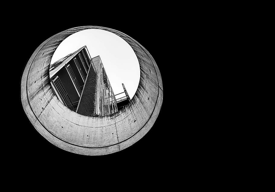 bottom view of building, worm's eyeview of building in the hole, HD wallpaper