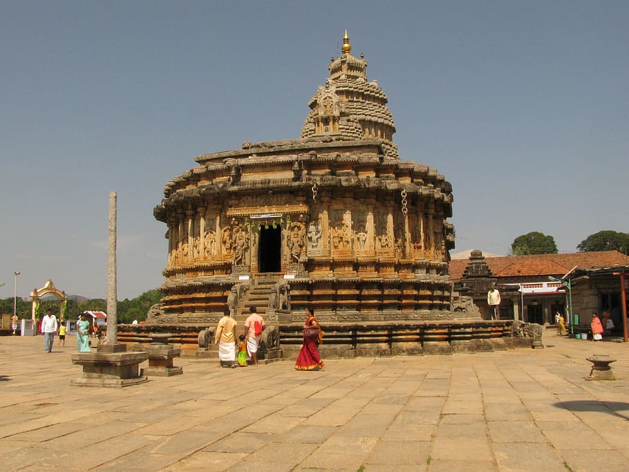 Temple, Shringeri, Karnataka, India, architecture, building HD wallpaper