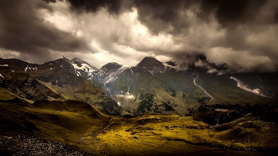 landscape photography of mountain during night, austria, sunset HD wallpaper