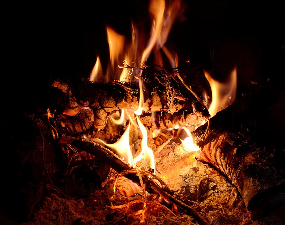 Fire, Fireplace, Bonfire, Home, flame, burning, heat - temperature HD wallpaper