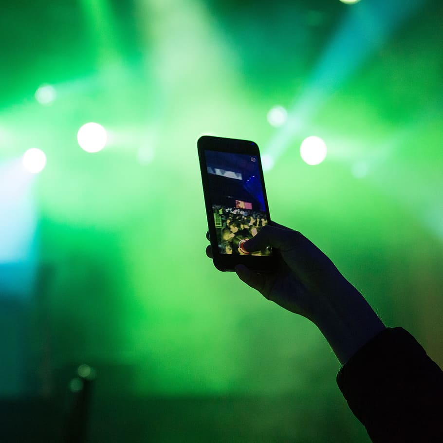 spotlights, mobile, phone, camera, photography, gadget, hand HD wallpaper