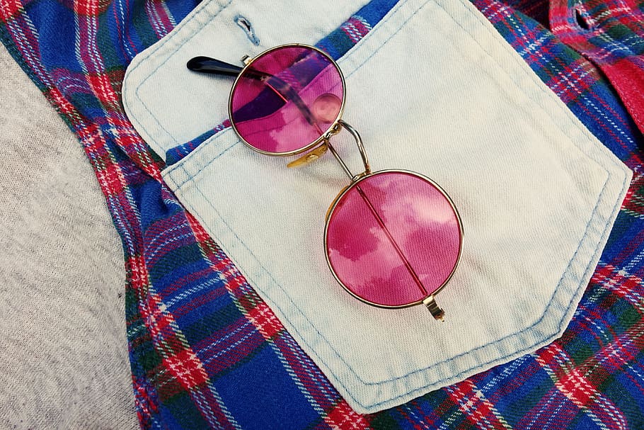 glasses, lens, frame, eye, vision, pink glasses, breast pocket HD wallpaper