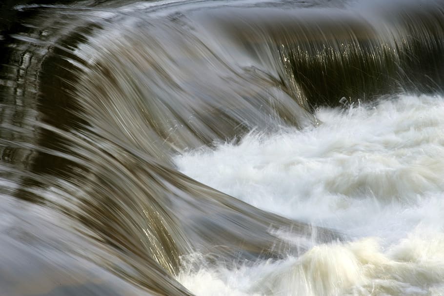 river, waterfall, nature, flow, long exposure, motion, blurred motion HD wallpaper
