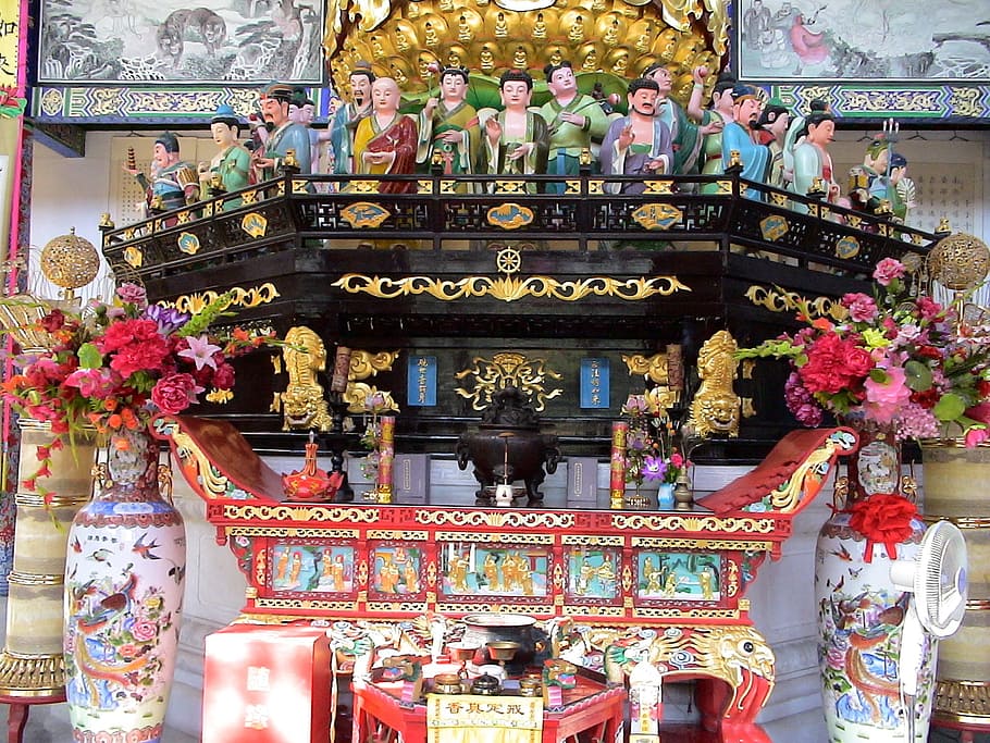 altar, figures, china, fengcheng, house of prayer, phoenix hill, HD wallpaper