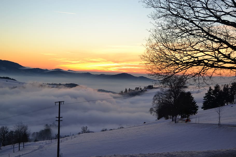 black forest, rhine valley, winter, clouds, panorama, landscape HD wallpaper