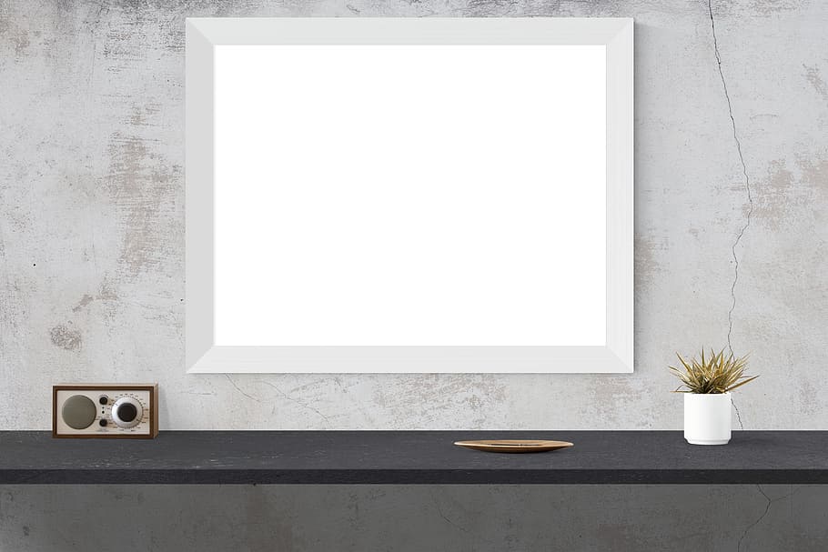 potted plant on white pot, mockup, wall, poster, frame, template HD wallpaper