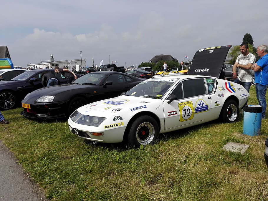 renault, white, classic, mode of transportation, car, sky, land vehicle HD wallpaper