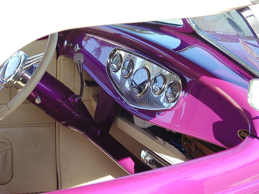 Old Timer, Car, Vehicle, Pink, automobile, convertible, dashboard