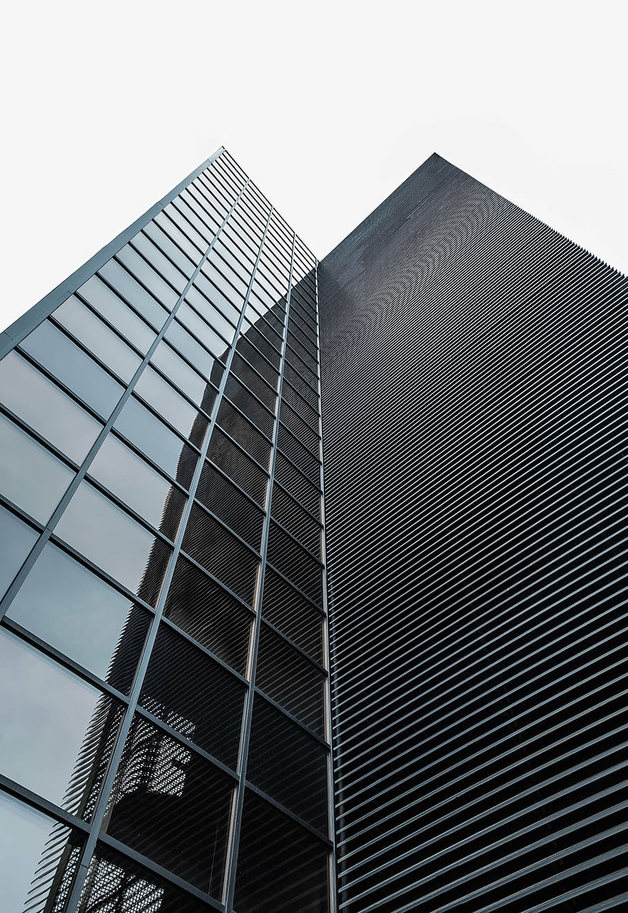 worm's-eye view photography of black high-rise building, architecture HD wallpaper