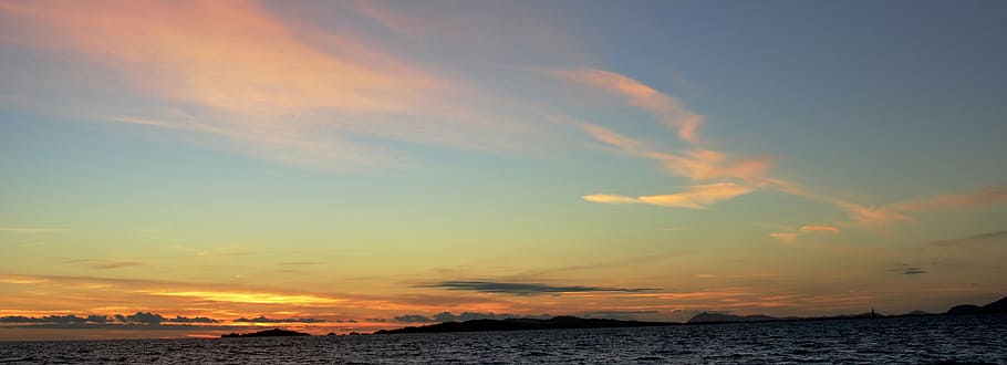 clouds, heaven, solei sunset, seascape, sunlight, red orange sky HD wallpaper