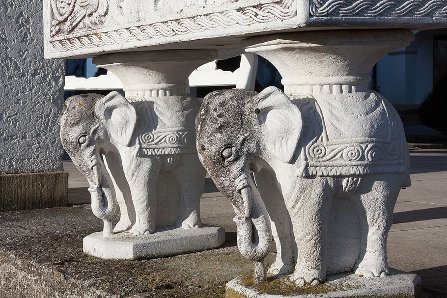 sculpture, elephant, stone, statue, art, proboscis, figure HD wallpaper