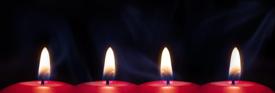 four red lit candles, flame, light, candlelight, mood, advent HD wallpaper
