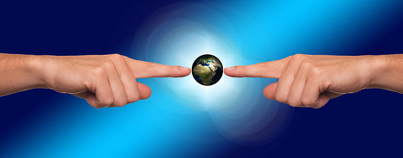 person hand pointing on earth, Hands, Human, together, silhouettes HD wallpaper