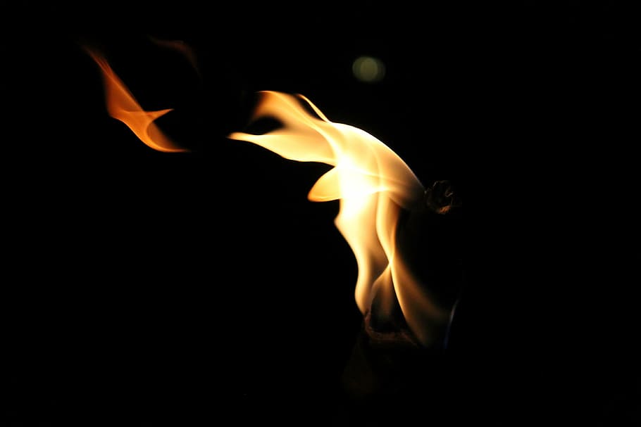 selective focus photography of fire, flame, torch, night, burn HD wallpaper