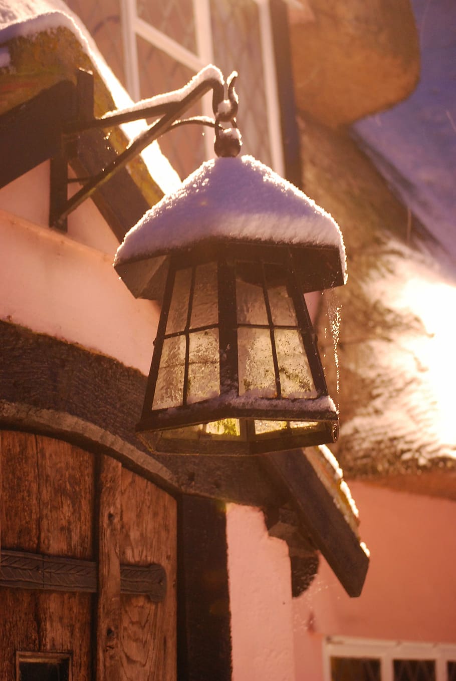 snow, lantern, christmas, lighting equipment, hanging, no people HD wallpaper