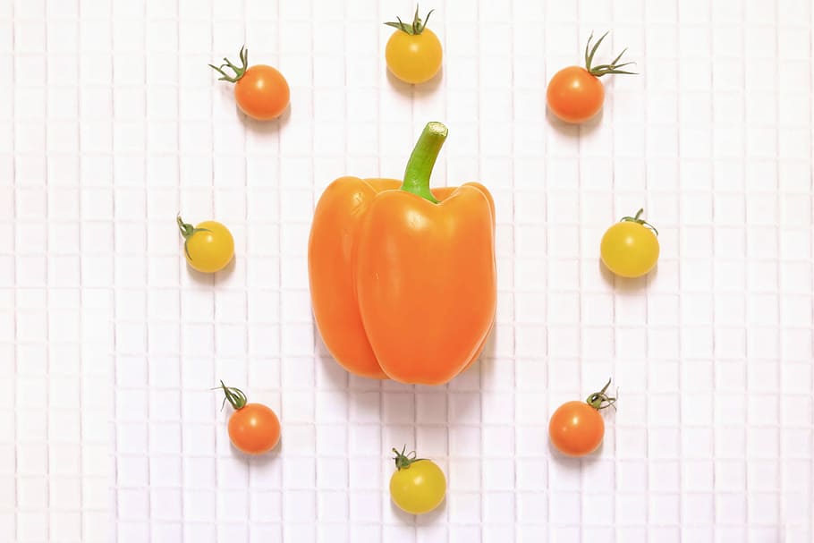 orange tomatoes, food, vegetable, freshness, food And Drink, vegetarian Food HD wallpaper
