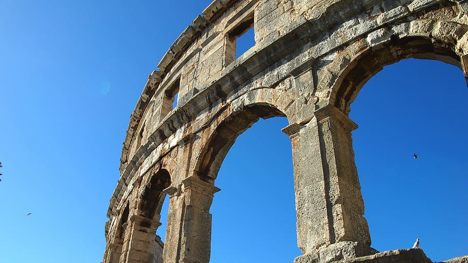 pula, amphitheater, rome, places of interest, istria, architecture, HD wallpaper