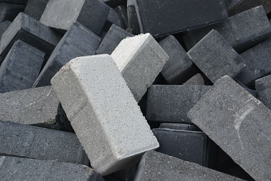 pile of gray cushions, bricks, concrete, rock, stone, industry HD wallpaper