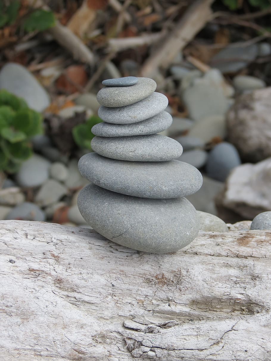 stone, stability, balance, coast, stacked together, beach, pebble HD wallpaper