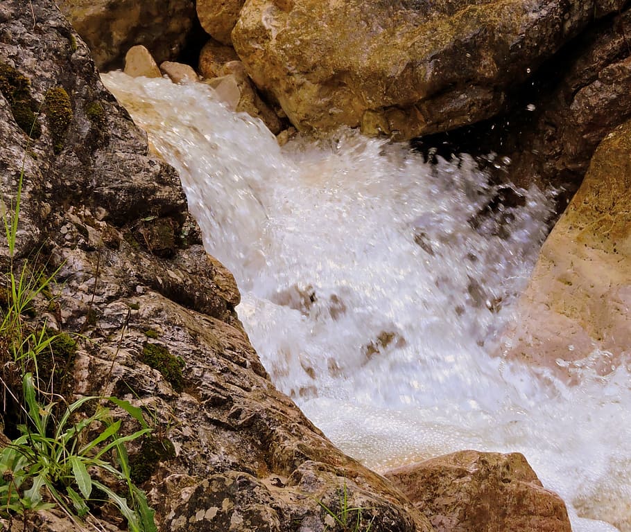 timelapse photography of waterfalls, source, torrent, rock HD wallpaper
